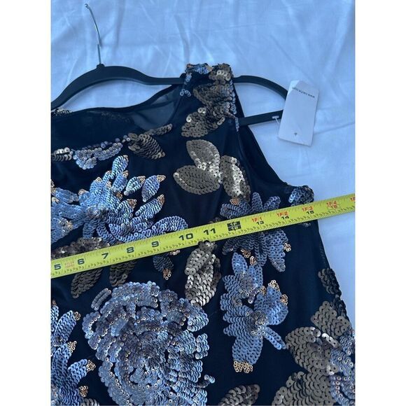 NWT Cache dress sequin Floral gold and silver Size S - Picture 3 of 9